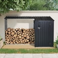 thumbnail image 2 of Outdoor Steel Firewood Rack and Metal Storage Shed,Two-In-One,3*8 FT, 2 of 8