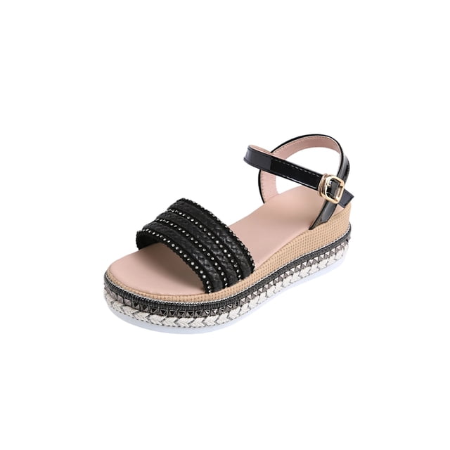 Wo-Fusoul Sandals for Women Casual Plus-Size Platform Buckle Strap Slide Sandals Trendy Comfortable Versatile Spring Summer Style