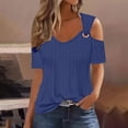 thumbnail image 2 of Timegard Womens Plus Size Tops Eyelet V-Neck Short Sleeve Cold Shoulder Summer Dressy Casual Tunic Tops, 2 of 6