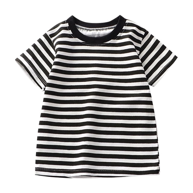 WRKEKC T-Shirts pour Garçons, Hauts d'Été pour Garçons, T-Shirts de Sport à Manches Courtes Décontractés d'Été pour Enfants à Col Rond à Rayures Imprimées