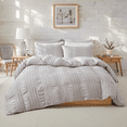 thumbnail image 3 of JOLUSERE Light Gray Soft Breathable Striped Textured Duvet Cover Bedding Queen Size, 3 of 9