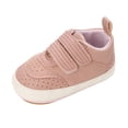 thumbnail image 1 of Spring And Autumn Children Baby Toddler Shoes Boys And Girls Flat Bottom Non Slip Lightweight Comfortable Double Hook Loop Solid Color Simple Style Baby Sneakers Pink 11/0 M—6 M, 1 of 7