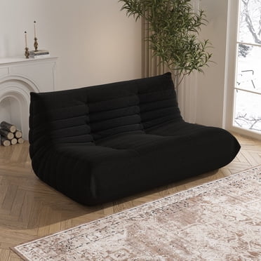 WHGBJA Loveseat Oversize Bean Bag Chair,Lazy Floor Togo Sofa Lounger,High-Density Sponges Filling Sofa Comfy Chairs for Adults,Fireside Chair Furniture Gift for Living Room Bedroom,Black