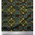 thumbnail image 1 of Soimoi Brown Moss Georgette Fabric Moroccan Damask Fabric Prints By Yard 42 Inch Wide, 1 of 3
