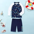 thumbnail image 4 of Toddler Boys Swim Suits Shark Print Long Sleeve Rash Guard Shirts And Swim Trunks Two Pieces Sets Hot Spring Swimwear Size 2-3T Blue, 4 of 7