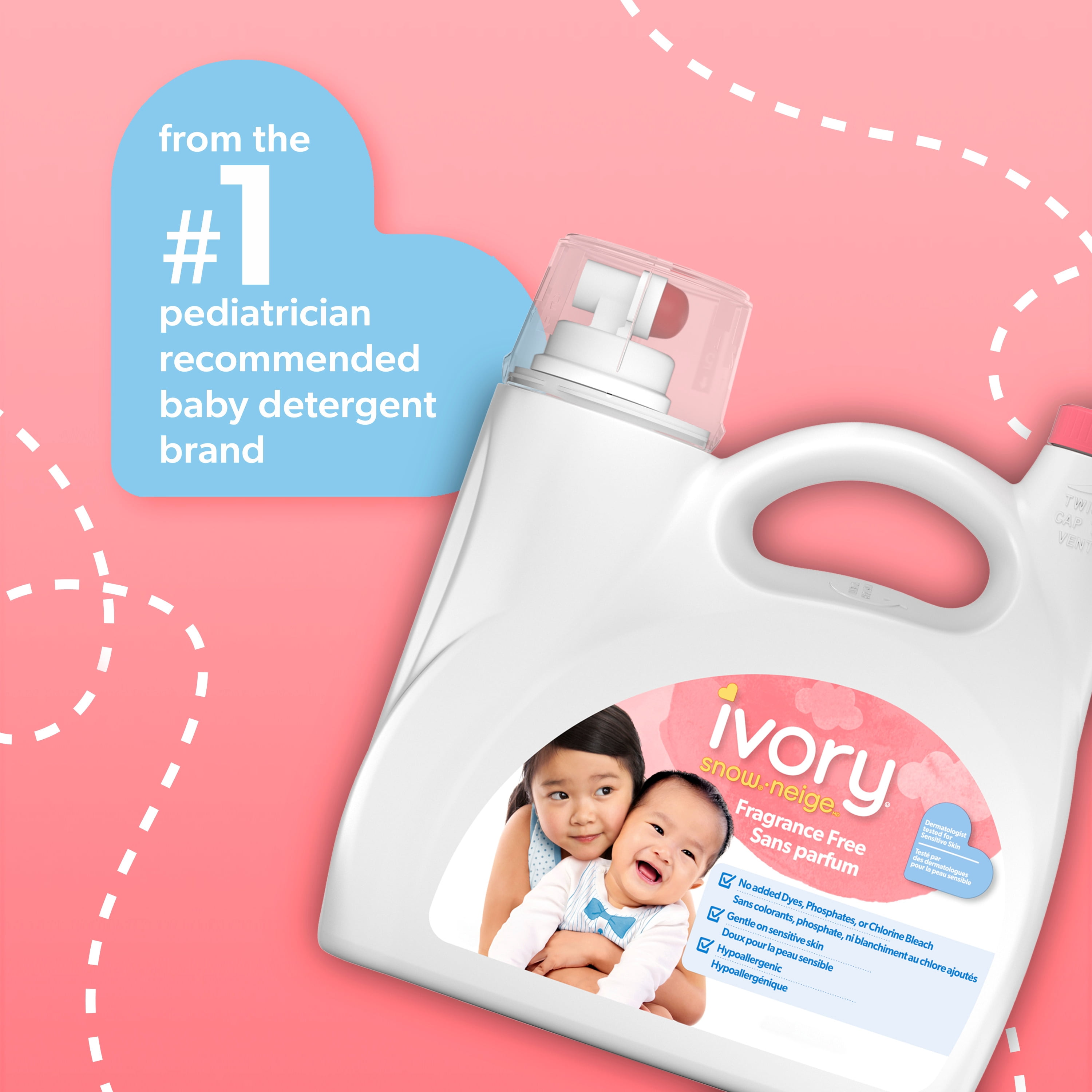 Ivory Snow Free Liquid Laundry Detergent, 3.2 L, 80 Loads, Laundry Detergent for Sensitive Skin, Dermatologist tested