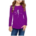 thumbnail image 2 of T-shirts à Manches Longues pour Filles, Col Rond, en Coton, Imprimé Libellule, T-Shirts Décontractés d'Automne et de Printemps, T-Shirts Graphiques Basiques pour Enfants (5 Ans, Violet), 2 of 5