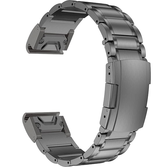 MaKTech Titanium Band for Garmin,22mm Five-Piece Metal Bracelet Strap with Quick Release Connector,Tortoise Buckle,for Garmin Fenix 8 47mm/E 47mm/7/6,Instinct 2 Smartwatch (Gray)