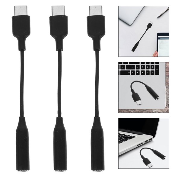 Raindrops 3 Pcs Convertisseur d'Écouteurs USB‐C Adaptateur pour Écouteurs TPE Noir pour Hommes Femmes