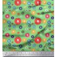 thumbnail image 1 of Soimoi Green polyester Crepe Fabric Dots & Aster Floral Print Fabric by Yard 52 Inch Wide, 1 of 3