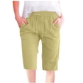 thumbnail image 1 of Timegard Womens Plus Size Shorts Elastic Waisted Drawstring Lightweight Casual Knee Length Shorts with Pockets, 1 of 5