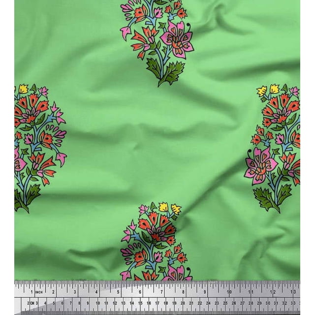 Soimoi Feuilles de Voile de Coton & Tissu Imprimé Floral 1 Yard 42 Inch Wide