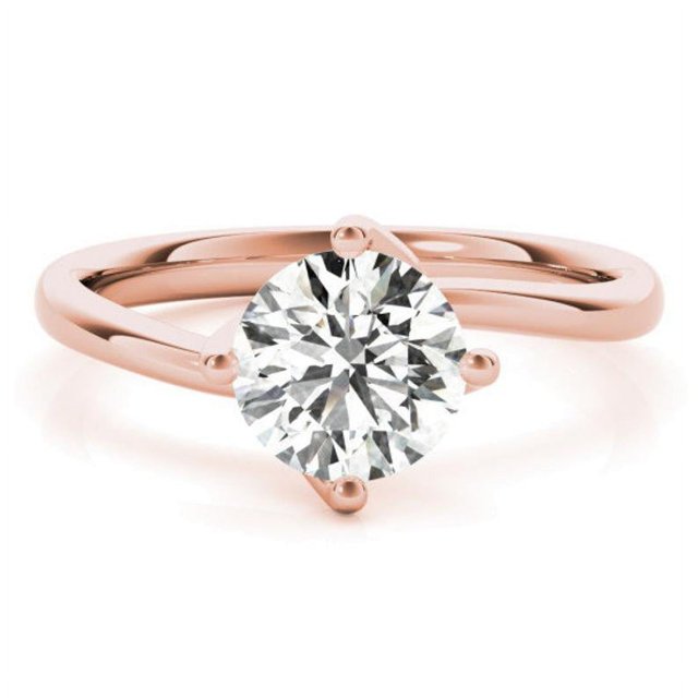 2.00 Ct Solitaire Round Natural Moissanite Diamond Engagement Rings for Women Fine 14K Rose Gold