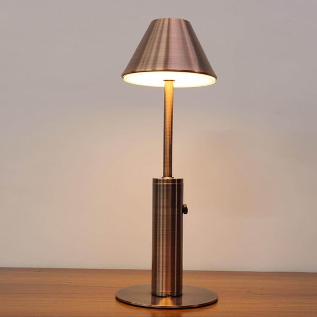 pitrice Dimmable Table Lamp Bar Decor Battery Desk Bedside Umbrella Bronze