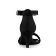 thumbnail image 2 of BLISSFUL STEP Women's Shoes Faux Suede Ankle Strap Kitten Heel Slide Straps Solid Sandals  Black 9, 2 of 8