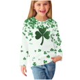 thumbnail image 2 of LWFFDAW T-Shirts pour Filles Enfants Fête de la Saint-Patrick Manches Longues Col Rond Chandail Tops Paillettes Trèfle Graphiques Quatre Feuilles T-Shirts Irlandais Chanceux Taille 4 Ans Vert, 2 of 4