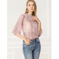 thumbnail image 3 of INSPIRE CHIC Women's 3/4 Sleeves Ruffle Mock Neck Sheer Lace Top, 3 of 4