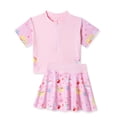 thumbnail image 1 of MIASHUI Girls Swimwear Set Kids Print Bathing Suit Rash Guard Swim Shirt and Shorts Set,Pink,5-6 Years, 1 of 9