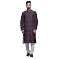 thumbnail image 1 of Atasi Printed Long Kurta For Men With White Churidar Pyjama Set Traditional Wear, 1 of 1