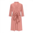 thumbnail image 4 of Robes for Women Waffles Knit Solid Color Long Bathrobe Soft Lightweight Unisex Spa Robe Loungewear Pajama Skirt Lady XL, 4 of 5