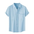 thumbnail image 1 of Besolor Mens Summer Short Sleeve Shirts Collared Button down Shirts Big and Tall Casual Solid Color Beach Shirts Tops, 1 of 6