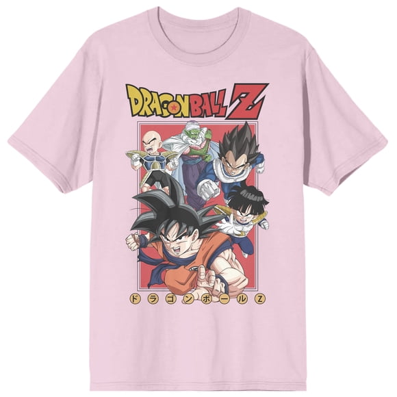 Dragon Ball Z T-Shirt Rose avec Logo de Groupe de Personnages d'Anime Dessin Animé - L