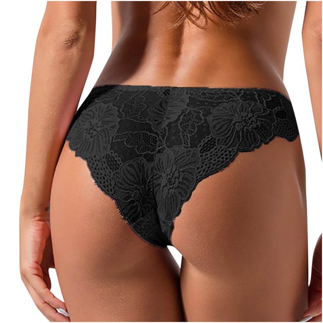 Culottes pour Femmes Aguichant et Mignonnes à Nœud, en Crochet, Dentelle Intégrale, Taille Basse, en Dentelle Noire, avec Motif floral au Crochet et Bords Festonnés. Conçues pour une Coupe Décontractée avec un Tissu Extensible Ultra Lisse, Convenant aux Tenues Décontractées Ou aux sous-Vêtements pour Femmes. Offertes en Tailles P à TG.