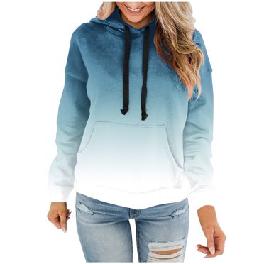LOVZFMLL Essentials Hoodie Imprimé Dégradé Doublé en Molleton à Manches Longues à Capuche Automne Hiver 2025 Mode pour Femmes Chandail Chaud Confortable