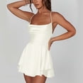 thumbnail image 3 of AherBiu Satin Dress for Women Sleeveless Crossover Strap Hollow Back Ruffle Layered Party Mini Dress, 3 of 7