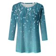 thumbnail image 4 of Hauts d'Été pour Femmes à Paillettes Imprimés Décontractés Col Rond Manches Trois-Quarts T-Shirts Surdimensionnés pour Femmes Marine m, 4 of 4