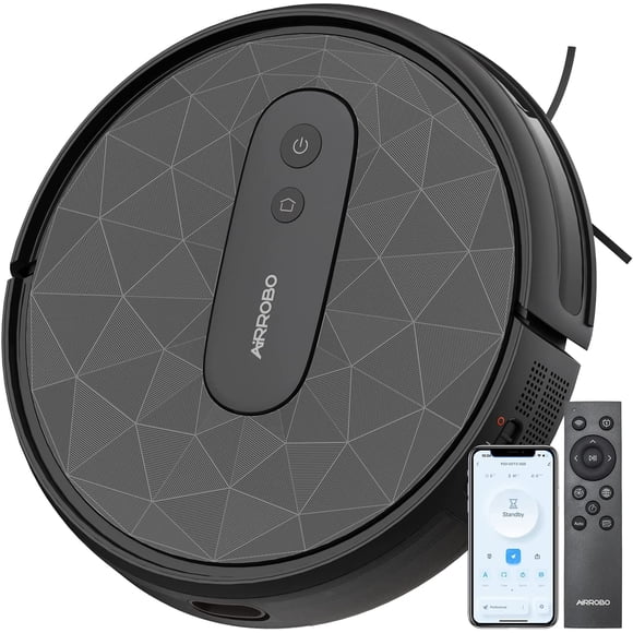 AIRROBO P20 Aspirateur Robot, Aspirateurs Robots Auto-Rechargeants, Aspiration 2800Pa, Autonomie 120 Min, Idéal pour Poils d'Animaux, Planchers Durs, Tapis à Poils Courts