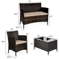 thumbnail image 3 of Gymax 4PCS Patio Rattan Conversation Furniture Set Outdoor w/ Brown & Grey Cushion, 3 of 10
