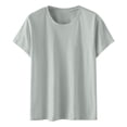 thumbnail image 4 of Blouses à Manches Courtes pour Femmes Mode pour Femmes Uni Col Rond T-Shirt à Manches Courtes Blouse Hauts Amples Femmes Hauts à Manches Courtes Femmes Blouse à Manches Courtes Hauts à Manches Courtes pour Femmes, 4 of 5