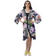 thumbnail image 3 of Moomaya Front Open Printed Shrug 3/4 Sleeve Georgette Beach Cover Up For Women, 3 of 6