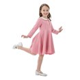 thumbnail image 2 of B91xZ Robe à Manches Courtes pour Petites Filles, Manches Volantées, Extensible, Ligne A, Évasée, Robe de Fête, Rose 11-12 Ans, 2 of 5