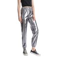 thumbnail image 3 of Femmes Taille Haute Brillant Métallique Extensible Hip Hop Pantalon Réfléchissant Jogger Pantalon, 3 of 6