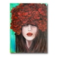 thumbnail image 2 of Designart Portrait Of A Young Woman With Red Flowers Canvas Wall Art, 2 of 4