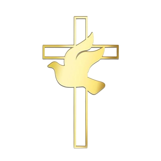 KLKCMS Cross Cake Topper Religious Gold Acrylic for Baby Shower Christening Baptism C