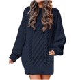 thumbnail image 1 of Robe Chandail en Tricot Surdimensionnée à Manches Longues pour Femmes, Décontractée, Ample, Col Rond, Douce, Automne Hiver, Mini Robes à Enfiler, 1 of 7
