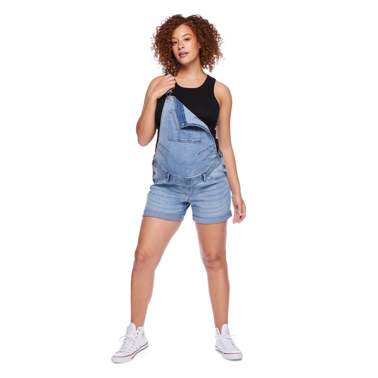 Salopette courte en denim Paisley Sky Maternité
