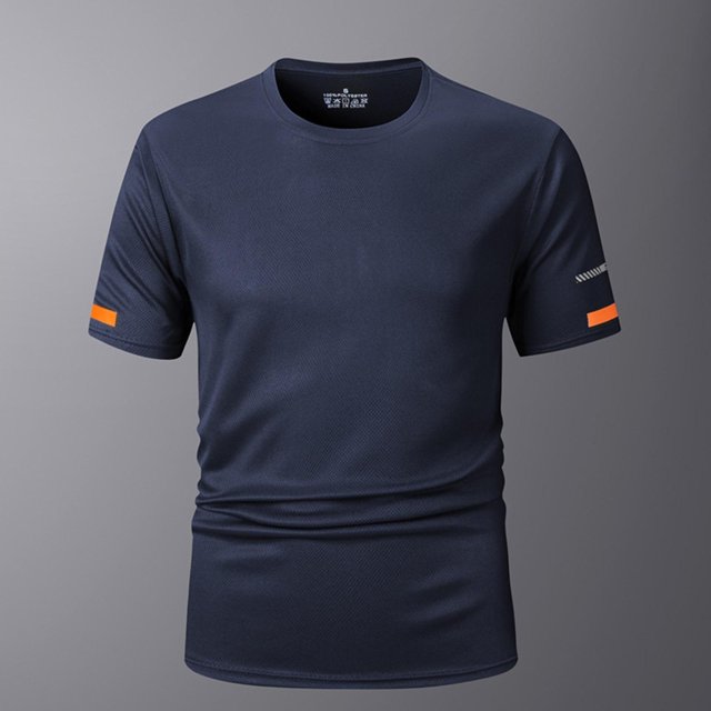 Mens Gym T-Shirts Summer Athletic Quick Drying Workout Top Compression Fit Short Sleeve Crew Neck Running Basketball Shirt
