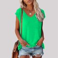 thumbnail image 2 of LUOGENLI T-shirts pour Femme pour Femmes T-shirts d'Été pour Femmes Mode Décontractée Col en V Décolleté Plongeant Ultra Manches Courtes Couleur Unie Imprimé T-Shirt Ample Haut T-shirts pour Femmes T-Shirt Graphique Saint-Valentin Vert Menthe TG, 2 of 6