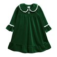 thumbnail image 1 of Todder Bébé Pyjama Fille Robe Fibre Bouton vers le Bas de Couleur Unie Respirant Volant Vêtements de Nuit, 1 of 5