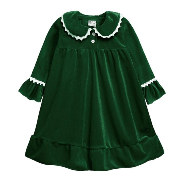 Todder Bébé Pyjama Fille Robe Fibre Bouton vers le Bas de Couleur Unie Respirant Volant Vêtements de Nuit