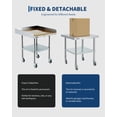 thumbnail image 3 of Heavy Duty Stainless Steel Commercial Work Table – Removable 3-Sided Rim, Adjustable Undershelf, 4 Locking Wheels, Utility Prep Station for Restaurant, Kitchen, Garage, Bakery – 24x24 Inches, 3 of 8