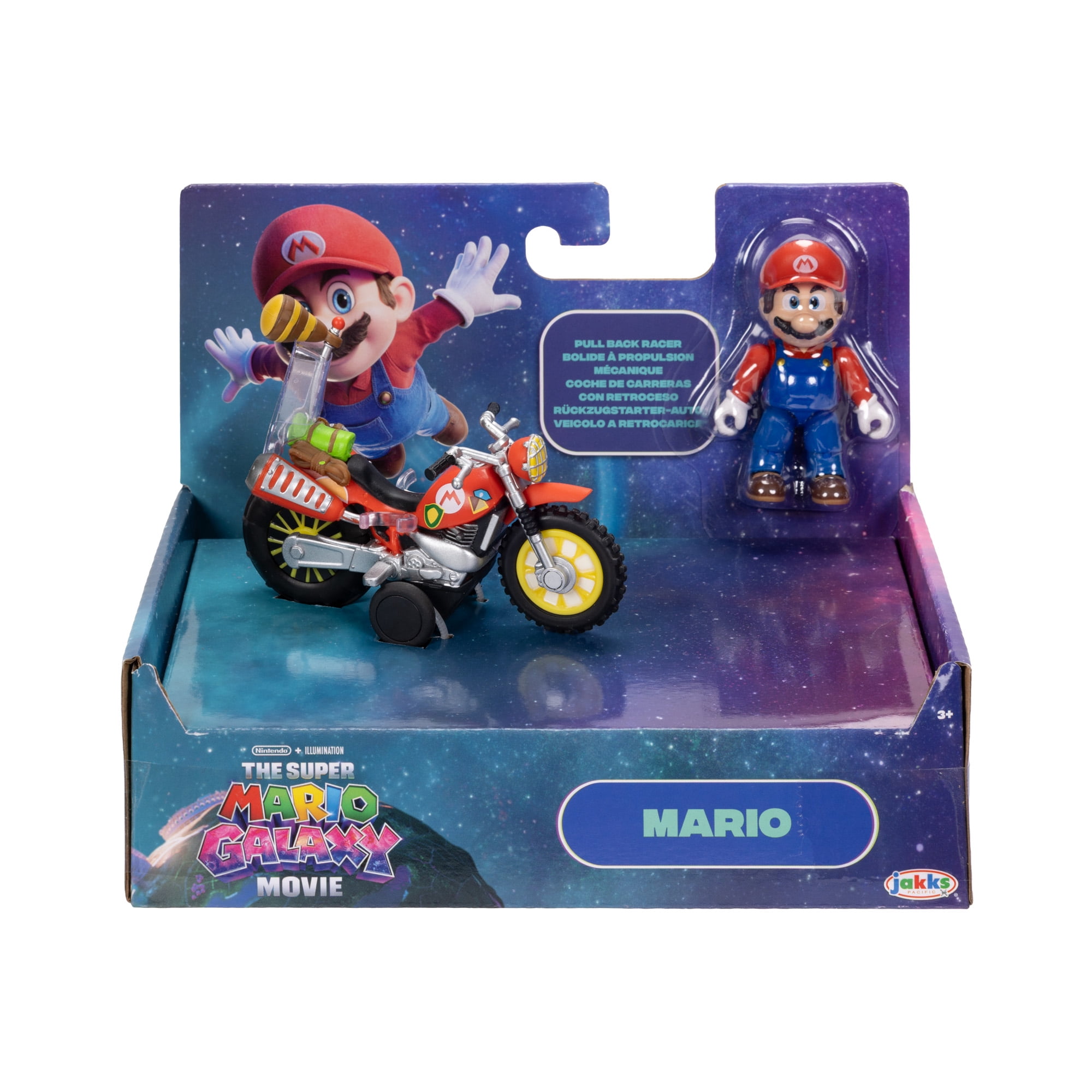The Super Mario Galaxy Movie – 2.5” Figure with Pull Back Motorcycle – Mario