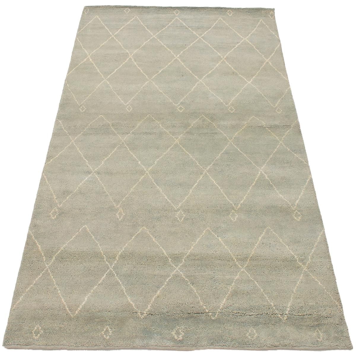 ECARPETGALLERY 5'2" x 8'0" Moroccan Tangier Hand-knotted Area Rug for Living Room, Dining Room and Bedroom in Grn