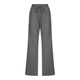 thumbnail image 4 of Timegard Womens Cotton Linen Pants Elastic Waisted Drawstring Straight Leg Solid Color Casual Pants, 4 of 5