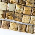 thumbnail image 1 of Cherry Blossom Beads Picture Jasper Beads 10mm Smooth Square - 8 inch Strand, 1 of 2