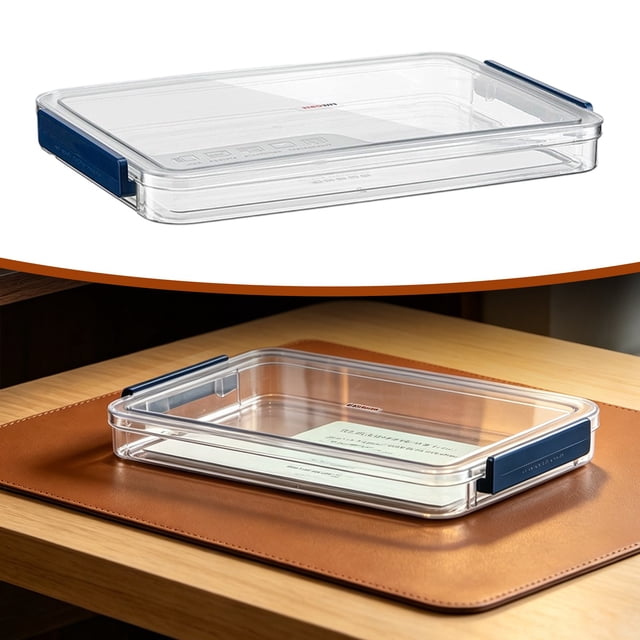 Stackable Plastic Storage Container with Latching Lid for Seasonal Decor, Transparent Under Bed Organizer for Linens And Crafts, Space Saving Bin for Closet Storage, A Document Storage Box